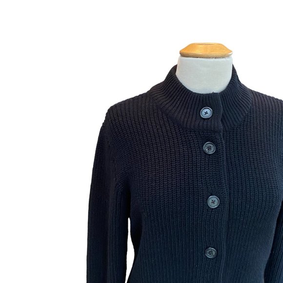 Lauren Ralph Lauren Longline Duster Cardigan Sz L Black Stripes Quiet Luxury - Picture 2 of 14